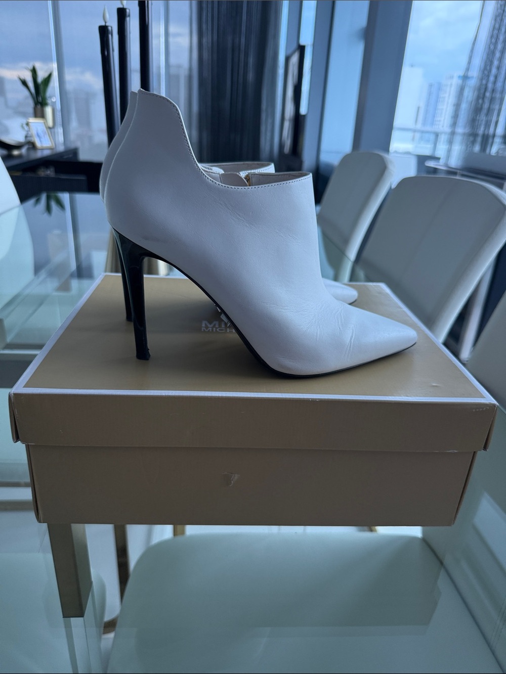 Michael Kors White Pointed Stiletto Ankle Boots - Women